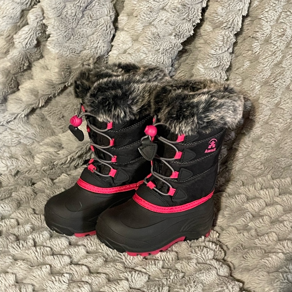 Kamik Kids Black and Pink Snow Boots
